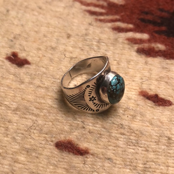 Wide band turquoise ring size 8 - Picture 3 of 3